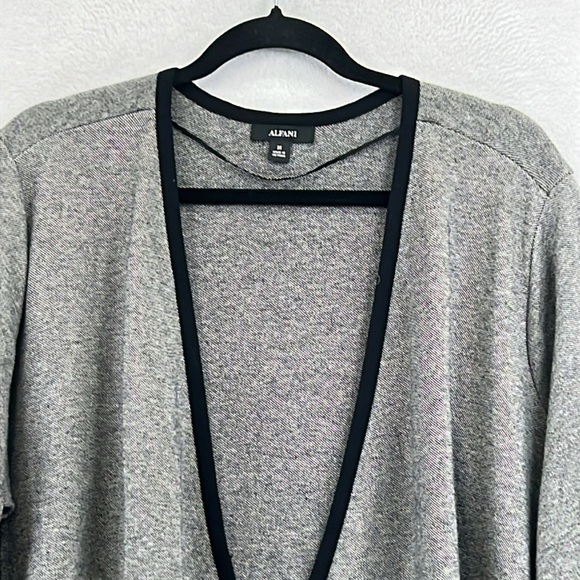 Alfani Women’s Knit Jacket Plus Sz 3X Gray & Black Cotton/Rayon Open Front Soft - Picture 3 of 12